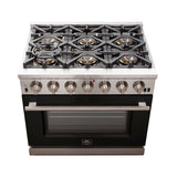 FORNO Capriasca 36" 5.36 cu. ft. Gas Range with 6 Italian Burners in Black, FFSGS6260-36BLK