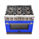 FORNO Capriasca 36" 5.36 cu. ft. Gas Range with 6 Italian Burners in Blue, FFSGS6260-36BLU