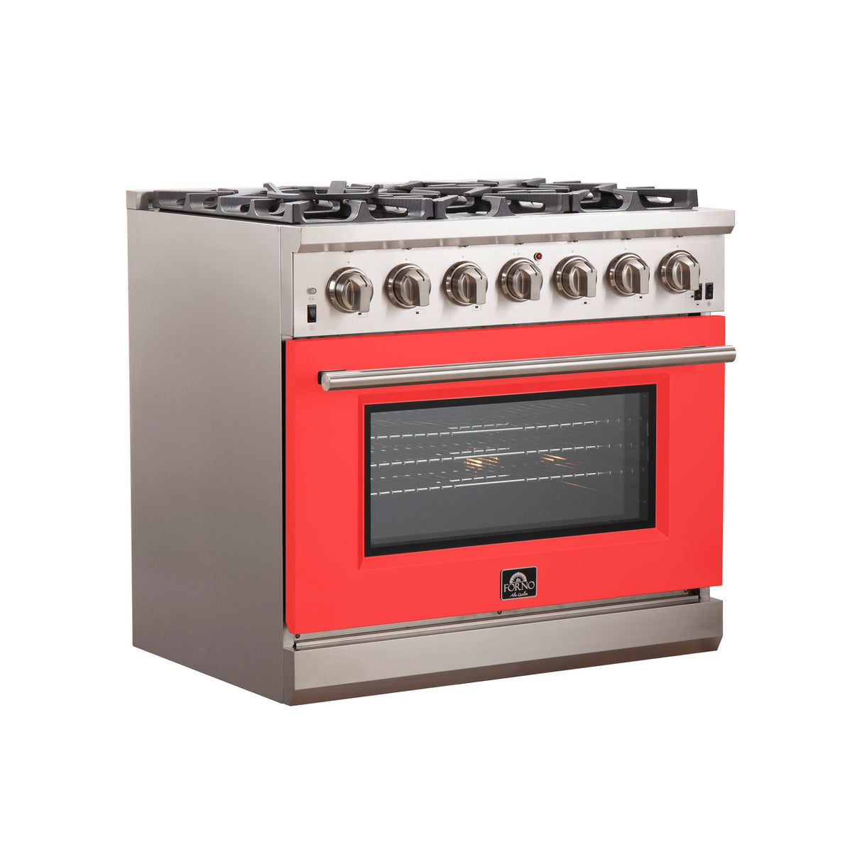 FORNO Capriasca 36" 5.36 cu. ft. Gas Range with 6 Italian Burners in Red, FFSGS6260-36RED