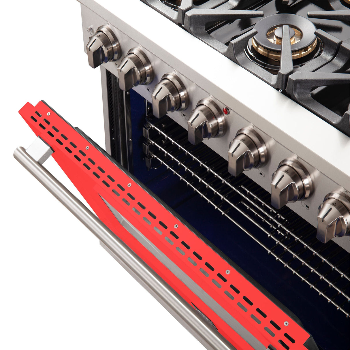 FORNO Capriasca 36" 5.36 cu. ft. Gas Range with 6 Italian Burners in Red, FFSGS6260-36RED