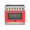 FORNO Capriasca 36" 5.36 cu. ft. Gas Range with 6 Italian Burners in Red, FFSGS6260-36RED