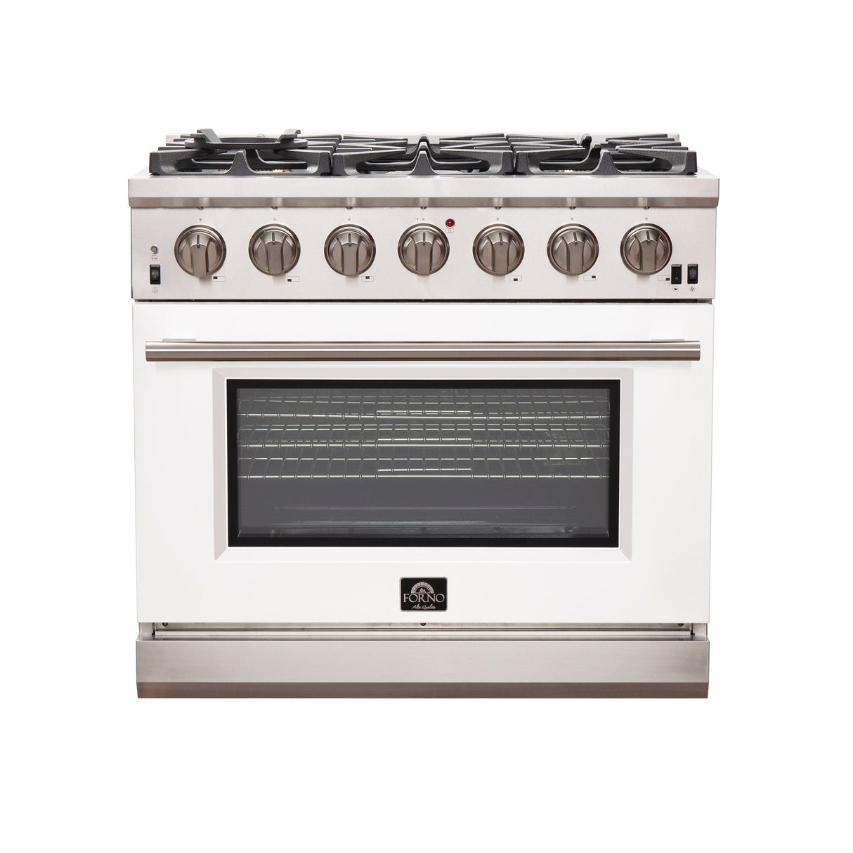 FORNO Capriasca 36" 5.36 cu. ft. Gas Range with 6 Italian Burners in White, FFSGS6260-36WHT