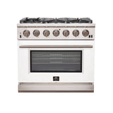 FORNO Capriasca 36" 5.36 cu. ft. Gas Range with 6 Italian Burners in White, FFSGS6260-36WHT