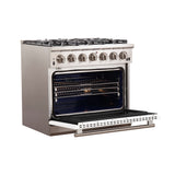 FORNO Capriasca 36" 5.36 cu. ft. Gas Range with 6 Italian Burners in White, FFSGS6260-36WHT