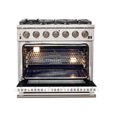 FORNO Capriasca 36" 5.36 cu. ft. Gas Range with 6 Italian Burners in White, FFSGS6260-36WHT