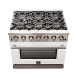 FORNO Capriasca 36" 5.36 cu. ft. Gas Range with 6 Italian Burners in White, FFSGS6260-36WHT