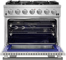 FORNO Appliance Package - 36 Inch Gas Burner/Electric Oven Pro Range, Wall Mount Range Hood, Microwave Drawer, Dishwasher, AP-FFSGS6187-36-W-6