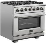FORNO Appliance Package - 36 Inch Gas Burner/Electric Oven Pro Range, Wall Mount Range Hood, Dishwasher, AP-FFSGS6187-36-W-2