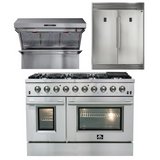 FORNO Appliance Package - 48 Inch Gas Range, Wall Mount Range Hood, 60 Inch Refrigerator, FBDL-018-02US