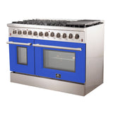 FORNO Galiano 48" 6.58 cu. ft. Dual Fuel Range with 8 Italian Burners in Blue, FFSGS6156-48BLU