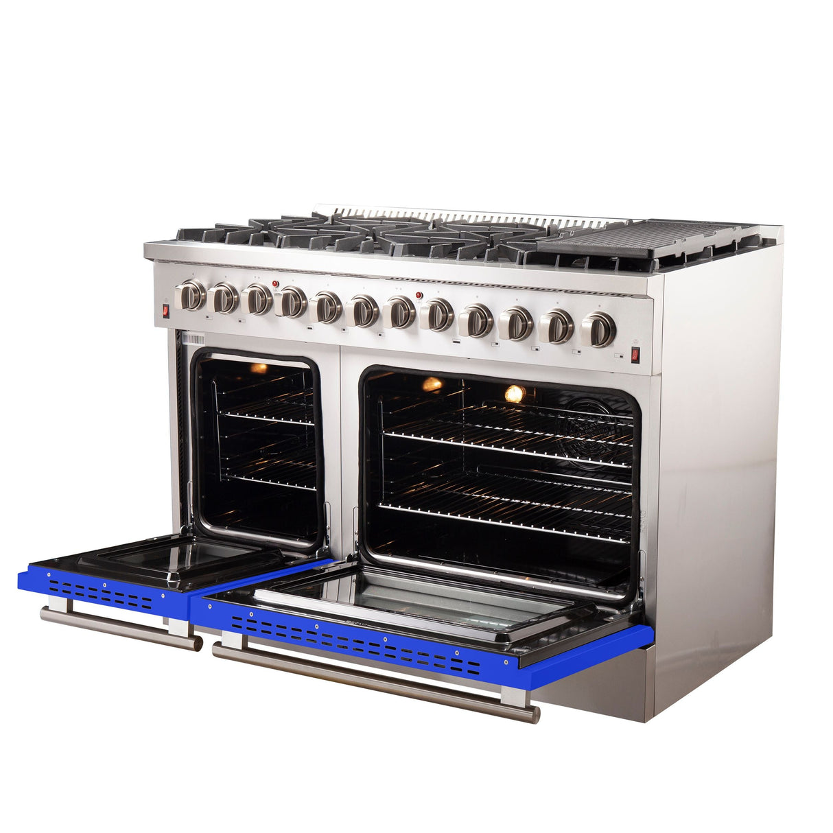 FORNO Galiano 48" 6.58 cu. ft. Dual Fuel Range with 8 Italian Burners in Blue, FFSGS6156-48BLU