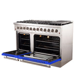 FORNO Galiano 48" 6.58 cu. ft. Dual Fuel Range with 8 Italian Burners in Blue, FFSGS6156-48BLU