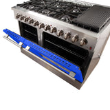 FORNO Galiano 48" 6.58 cu. ft. Dual Fuel Range with 8 Italian Burners in Blue, FFSGS6156-48BLU