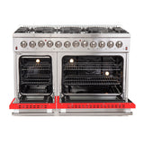 FORNO Galiano 48" 6.58 cu. ft. Dual Fuel Range with 8 Italian Burners in Red, FFSGS6156-48RED
