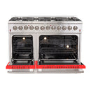 FORNO Galiano 48" 6.58 cu. ft. Dual Fuel Range with 8 Italian Burners in Red, FFSGS6156-48RED