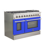 FORNO Galiano 48" 6.58 cu. ft. Gas Range with 8 Italian Burners in Blue, FFSGS6244-48BLU