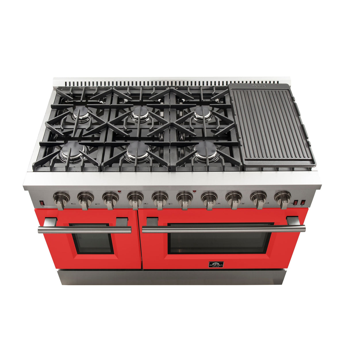 FORNO Galiano 48" 6.58 cu. ft. Gas Range with 8 Italian Burners in Red, FFSGS6244-48RED