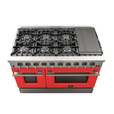 FORNO Galiano 48" 6.58 cu. ft. Gas Range with 8 Italian Burners in Red, FFSGS6244-48RED