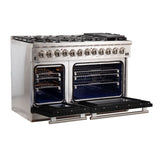 FORNO Capriasca 48" 6.58 cu. ft. Dual Fuel Range with 8 Italian Burners in Black, FFSGS6187-48BLK