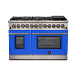 FORNO Capriasca 48" 6.58 cu. ft. Dual Fuel Range with 8 Italian Burners in Blue, FFSGS6187-48BLU