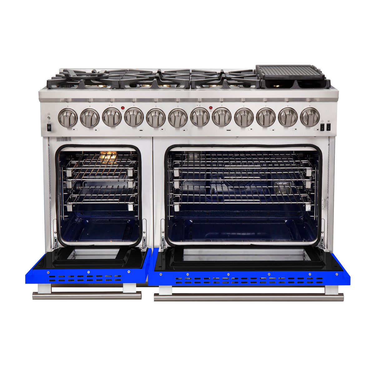 FORNO Capriasca 48" 6.58 cu. ft. Dual Fuel Range with 8 Italian Burners in Blue, FFSGS6187-48BLU