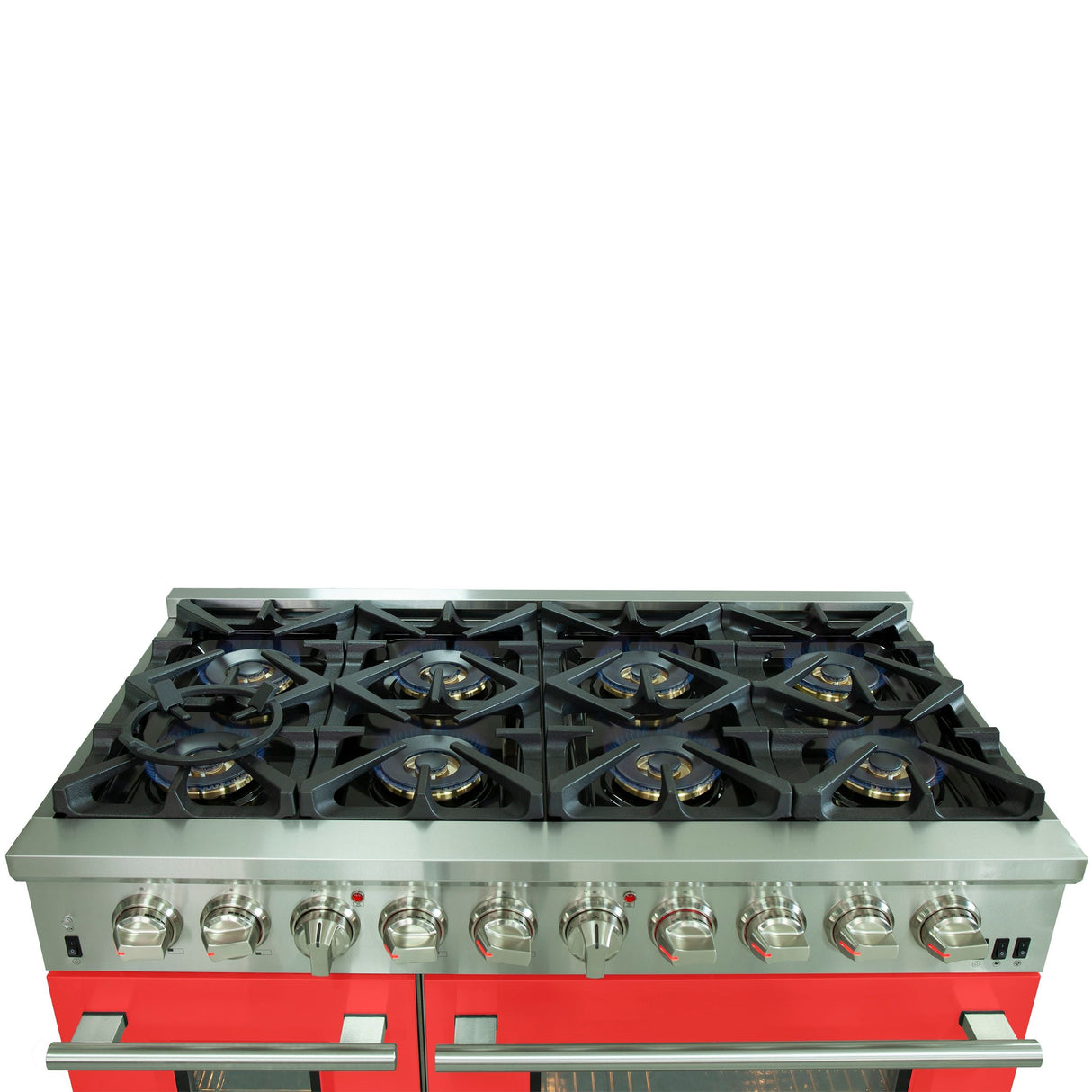 FORNO Capriasca 48" 6.58 cu. ft. Dual Fuel Range with 8 Italian Burners in Red, FFSGS6187-48RED