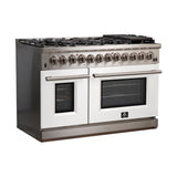 FORNO Capriasca 48" 6.58 cu. ft. Dual Fuel Range with 8 Italian Burners in White, FFSGS6187-48WHT