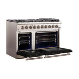 FORNO Capriasca 48″ 6.58 cu. ft. Gas Range with 8 Italian Burners in Black, FFSGS6260-48BLK
