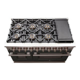 FORNO Capriasca 48″ 6.58 cu. ft. Gas Range with 8 Italian Burners in Black, FFSGS6260-48BLK