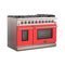 FORNO Capriasca 48″ 6.58 cu. ft. Gas Range with 8 Italian Burners in Red, FFSGS6260-48RED