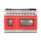 FORNO Capriasca 48″ 6.58 cu. ft. Gas Range with 8 Italian Burners in Red, FFSGS6260-48RED
