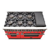 FORNO Capriasca 48″ 6.58 cu. ft. Gas Range with 8 Italian Burners in Red, FFSGS6260-48RED