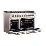 FORNO Capriasca 48″ 6.58 cu. ft. Gas Range with 8 Italian Burners in White, FFSGS6260-48WHT