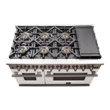 FORNO Capriasca 48″ 6.58 cu. ft. Gas Range with 8 Italian Burners in White, FFSGS6260-48WHT