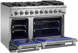 FORNO Appliance Package- 48 Inch Gas Burner/Electric Oven Pro Range, Wall Mount Range Hood, AP-FFSGS6187-48