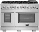 FORNO Appliance Package - 48 Inch Pro Gas Range, Wall Mount Range Hood, Refrigerator, FBDL-019-05US