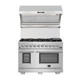 FORNO Appliance Package- 48 Inch Pro Gas Range, Wall Mount Range Hood, AP-FFSGS6260-48