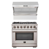 FORNO Appliance Package- 36 Inch Pro Gas Range, Wall Mount Range Hood, AP-FFSGS6260-36
