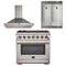FORNO Appliance Package - 36 Inch Pro Gas Range, Wall Mount Range Hood, Refrigerator, AP-FFSGS6260-36-W-4