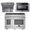 FORNO Appliance Package - 48 Inch Gas Burner/Electric Oven Pro Range, Wall Mount Range Hood, Microwave Drawer, AP-FFSGS6187-48-3