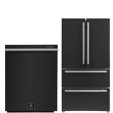 FORNO Espresso Package - 36" Refrigerator and Dishwasher in Black with Silver Handles