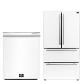 FORNO Espresso Package - 36" Refrigerator and Dishwasher in White with Silver Handles