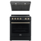 FORNO Espresso Package - 30" Electric Range and Range Hood in Black with Antique Brass Handles, FBDL-002-02US