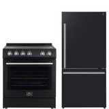 FORNO Espresso Package - 30" Electric Range and Refrigerator in Black with Silver Handles, FBDL-003-02US