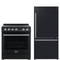 FORNO Espresso Package - 30" Electric Range and Refrigerator in Black with Silver Handles, FBDL-003-02US