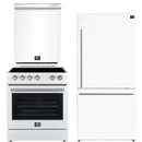 FORNO Espresso Package - 30" Electric Range, Refrigerator and Dishwasher in White with Silver Handles