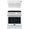 FORNO Espresso Package - 30" Electric Range and Range Hood in White with Silver Handles, FBDL-002-03US