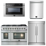FORNO Appliance Package - 48" Gas Range, 60" Refrigerator, Microwave Drawer, Dishwasher, AP-FFSGS6244-48-26