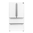 FORNO Espresso Moena 36" 19.2 cu. ft. Refrigerator with Ice Maker in White with Silver Handles, FFRBI1820-36WHT