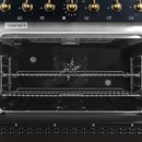 FORNO Antico 36" 4.5 cu. ft. Dual Fuel Range with 6 Sealed Burners in Black with Antique Brass Accents, FFSGS6113-36BLK